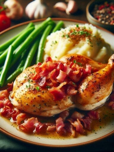 recette poulet à la normande lardons