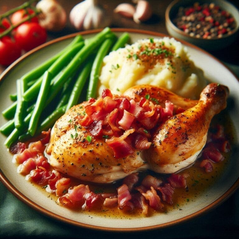 recette poulet à la normande lardons