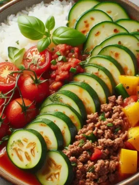 recette courgette viande hachée sauce tomate riz cookeo