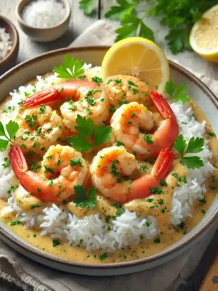 recette de crevette en sauce et riz