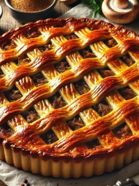 recette tourte à la viande et champignons