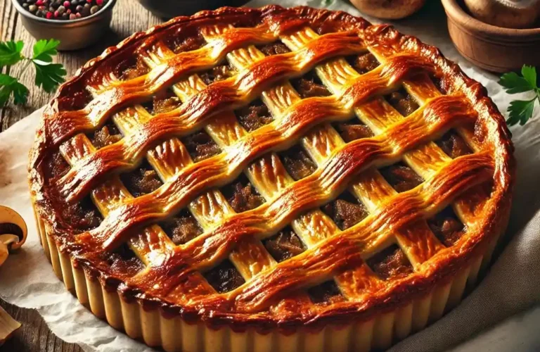 recette tourte à la viande et champignons
