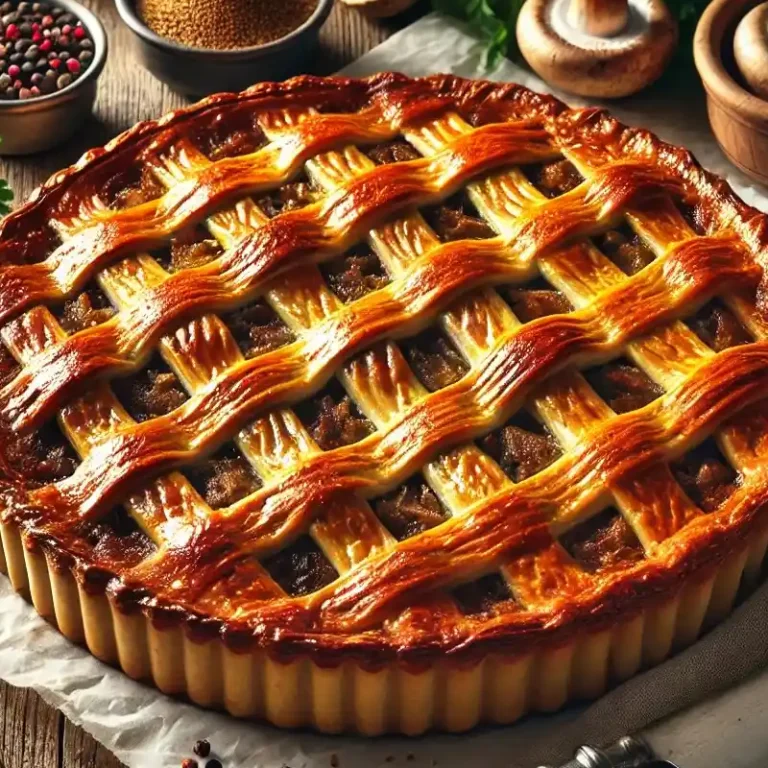 recette tourte à la viande et champignons