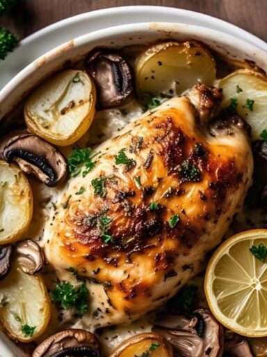 Recette Blanc de Poulet Pomme de Terre Champignon au Four