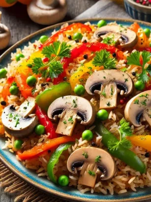 recette poivron champignon riz