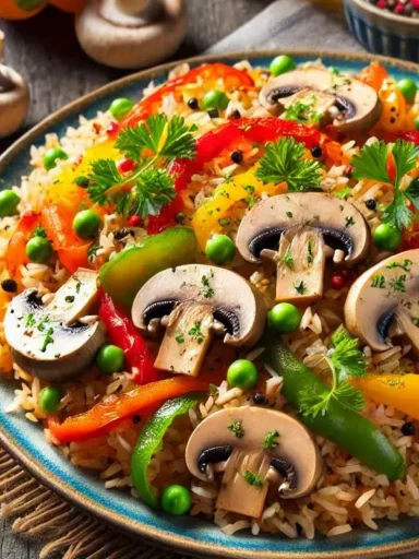 recette poivron champignon riz