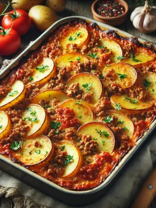 Recette Pomme de Terre Viande Hachée Sauce Tomate au Four