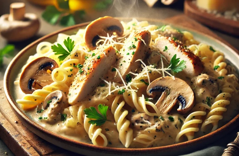 Recette Pates au Poulet et Champignons
