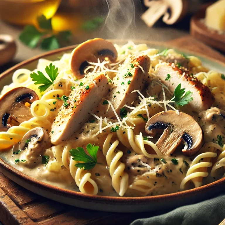 Recette Pates au Poulet et Champignons