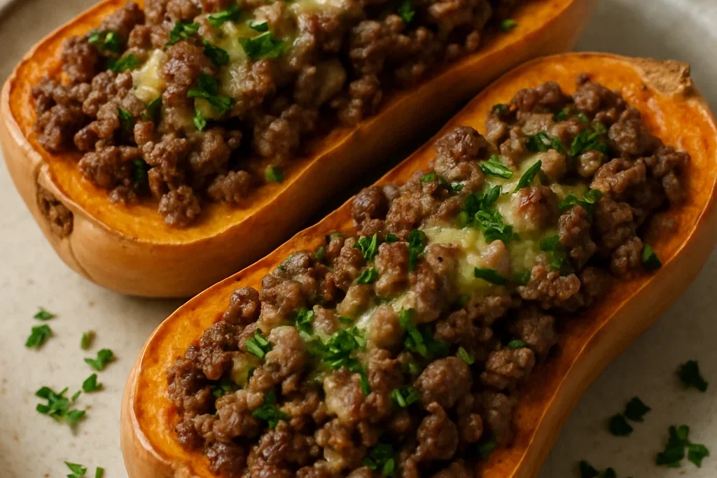 Recette de Butternut Farci à la Viande Hachée