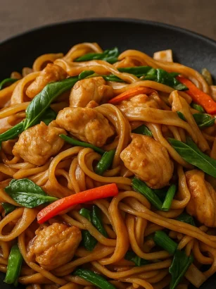 recette nouilles sautées poulet thaï