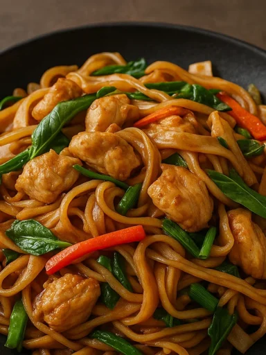 recette nouilles sautées poulet thaï