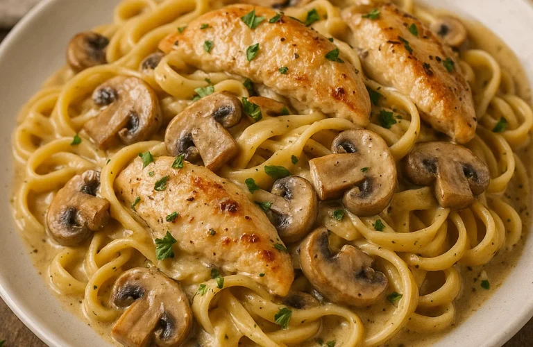 Recette Pâtes au Poulet Champignon