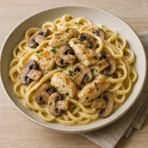 Recette_Pâtes_au_Poulet_Champignon