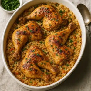 recette poulet au riz au four