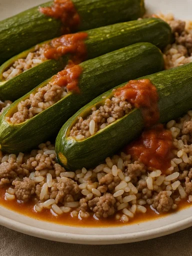 Recette Courgettes Riz Viande Hachée